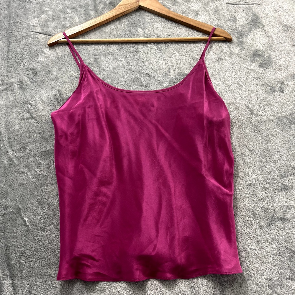 Charter Club Womens Pink 100% Silk Cami Tank Top Size 12 Spaghetti Strap